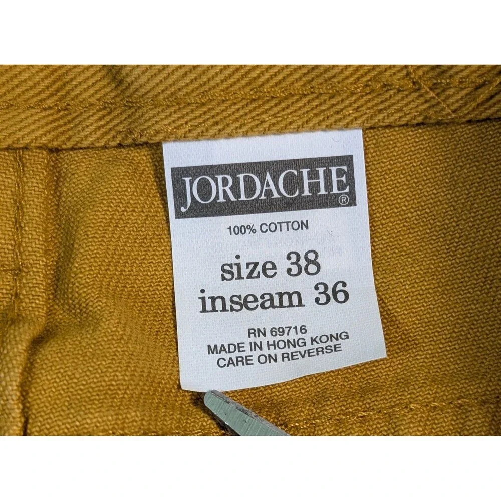 Vtg Jordache Relaxed Fit Denim Jeans 38x36 (36x35) Mustard Brown Deadstock Y2K